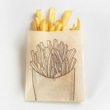 Пакет бум. "КАРТОШКА ФРИ" 115*100+30, подпергамент жиропрочный коричневый 100шт/уп 2000шт/кор