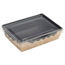 Салатник (крафт) 500мл 140/165*105/120*45 черное дно с прозр. крыш. Оригамо 100шт/уп 3уп(300шт)/кор