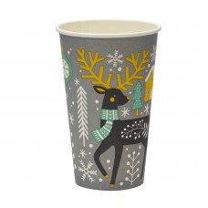 Стакан бумажный 400мл для горячего Снежное рождество 50шт/уп 20уп(1000шт)/кор