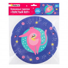 Бум. тарелки 230мм ТОЛСТЫЙ КОТ, 6 шт. в уп., PATERRA 20уп/кор
