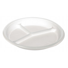 Тарелка пластиковая d 205мм 3-х секционная белая PS 100шт/уп 16уп/кор