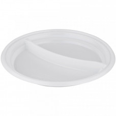 Тарелка пластиковая d 205мм 2-х секционная белая PS 100шт/уп 16уп/кор