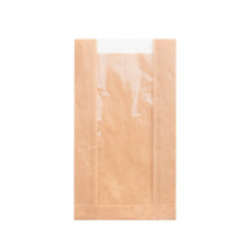 Пакет бумажный с окном под ВЫПЕЧКУ 250*140+60мм, крафт, 100шт/уп 15уп(1500шт)/кор