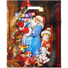 Пакет ПЭ с вырубной ручкой 38х47+6см 60мкм "Новогодний хоровод" ламинированный 50/500