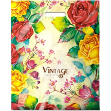 Пакет ПЭ с вырубной ручкой 38х47+6см 60мкм "Винтаж" ламинированный 50/500