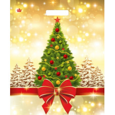 Пакет ПЭ с вырубной ручкой 38х45+6см 60мкм "Мерцание праздника" глянцевый 50/500