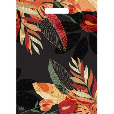 Пакет ПЭ с вырубной ручкой 31,5х43см 50мкм "Грей Глосс листья" ламинированный 50/500