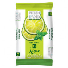 Гигиенические влажные салфетки Freshland 15шт/уп, Лайм. 84уп/кор